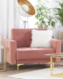 Store Beliani Nojatuoli Sametti Vaaleanpunainen Aberdeen