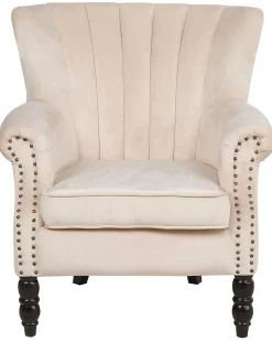 Nojatuolit<Beliani Nojatuoli Samettinen Beige Svedala