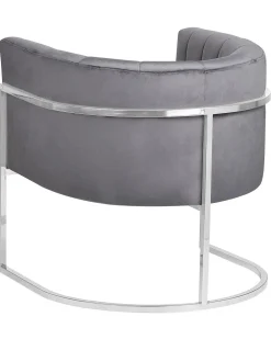 Nojatuolit<Beliani Nojatuoli Samettinen Harmaa Larvik