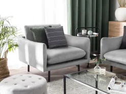 Nojatuolit<Beliani Nojatuoli Samettinen Harmaa Vinterbro