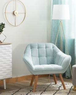 Outlet Beliani Nojatuoli Samettinen Vaaleansininen Karis