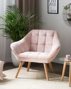 Fashion Beliani Nojatuoli Samettinen Vaaleanpunainen Karis