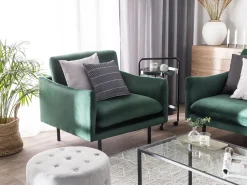 Store Beliani Nojatuoli Samettinen Vihrea Vinterbro