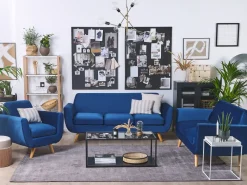 Store Beliani Paallinen 3-Istuttavaan Sohvaan Sininen Bernes