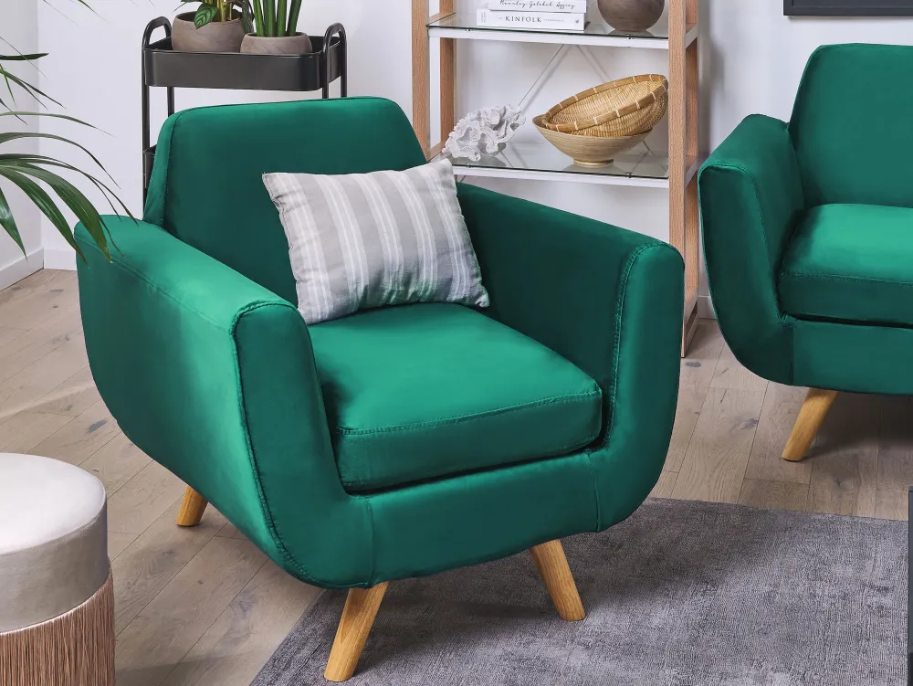 Tekstiilit<Beliani Paallinen Nojatuoliin Vihrea Sametti Bernes