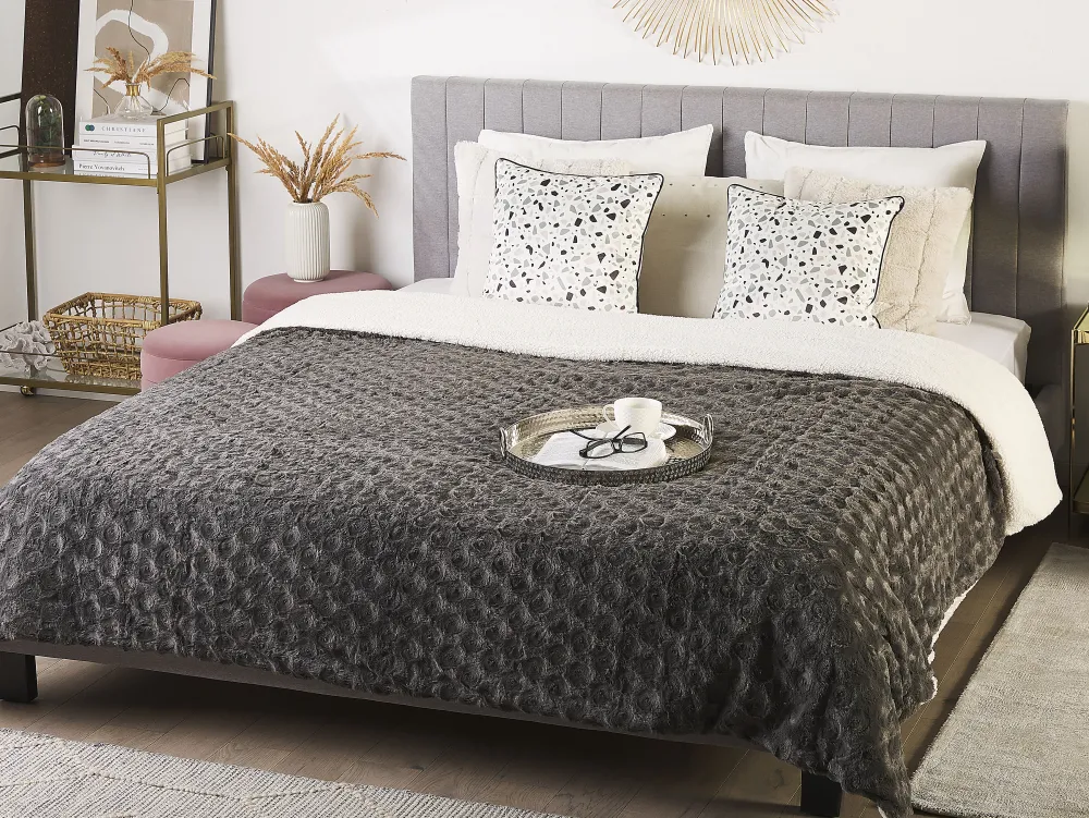 Tekstiilit<Beliani Paivapeitto Kangas Harmaa 200 X 220 Cm Kandilli