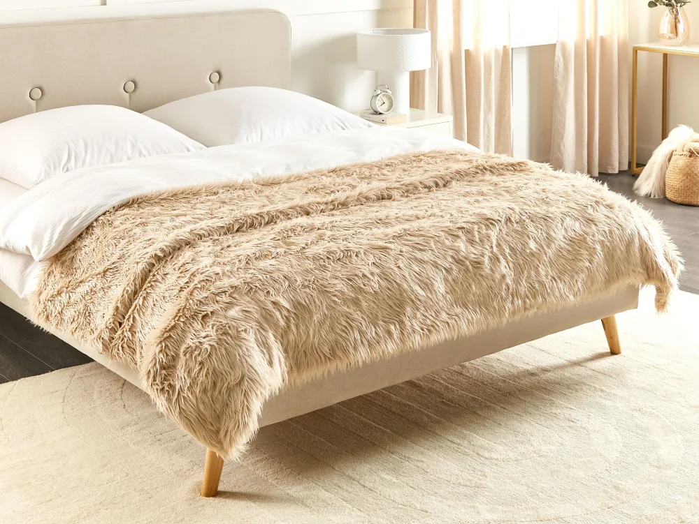 Tekstiilit<Beliani Paivapeitto Vaaleanruskea 200 X 220 Cm Delice