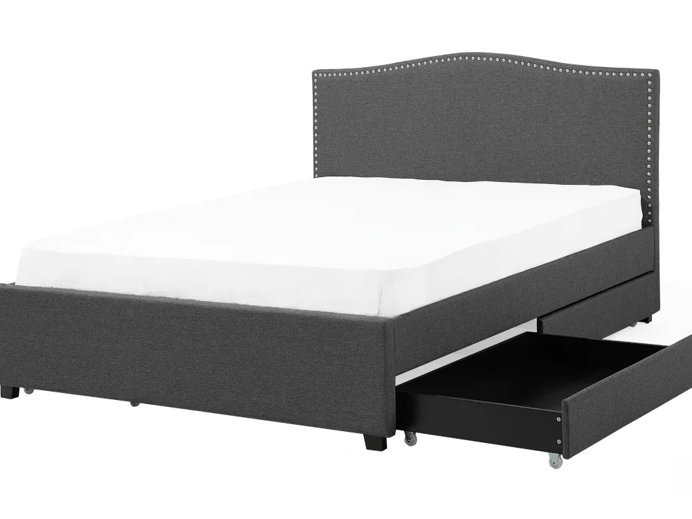 New Beliani Parisanky Kangas Säilytystila Led-Valot Tummanharmaa 180 X 200 Cm Montpellier