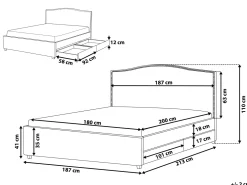 New Beliani Parisanky Kangas Säilytystila Led-Valot Tummanharmaa 180 X 200 Cm Montpellier