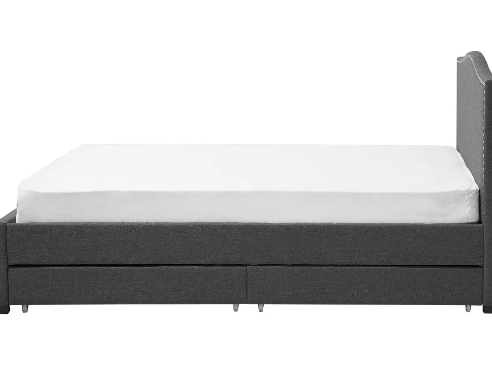 New Beliani Parisanky Kangas Säilytystila Led-Valot Tummanharmaa 180 X 200 Cm Montpellier