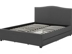 New Beliani Parisanky Kangas Säilytystila Led-Valot Tummanharmaa 180 X 200 Cm Montpellier