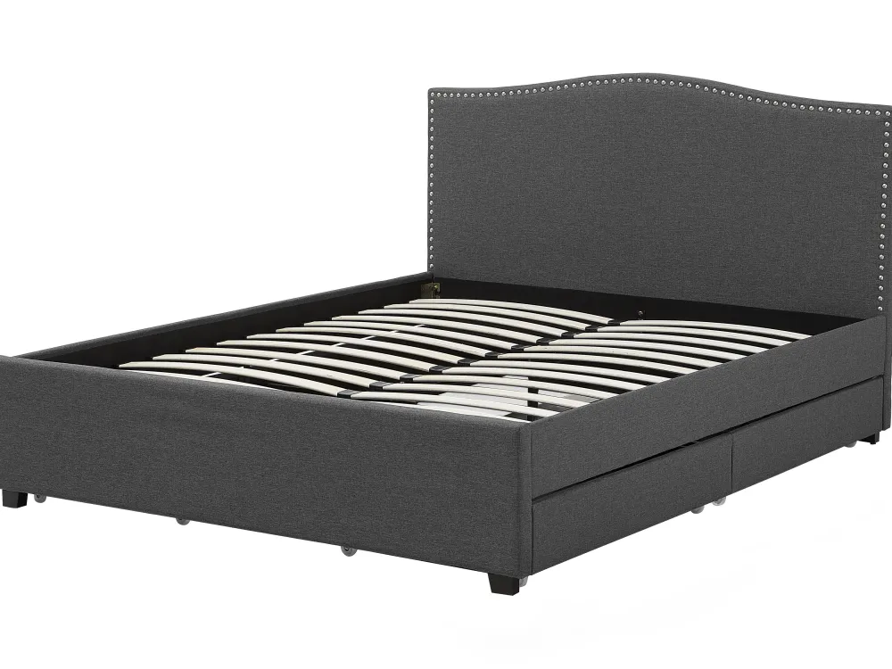 New Beliani Parisanky Kangas Säilytystila Led-Valot Tummanharmaa 180 X 200 Cm Montpellier