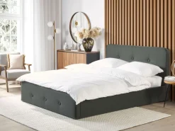 Sängyt<Beliani Parisanky Kangas Säilytystila Tummanharmaa 180 X 200 Cm Rennes