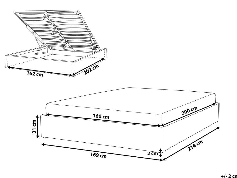 Discount Beliani Parisanky Kangas Säilytystila Tummanharmaa 160 X 200 Cm Dinan