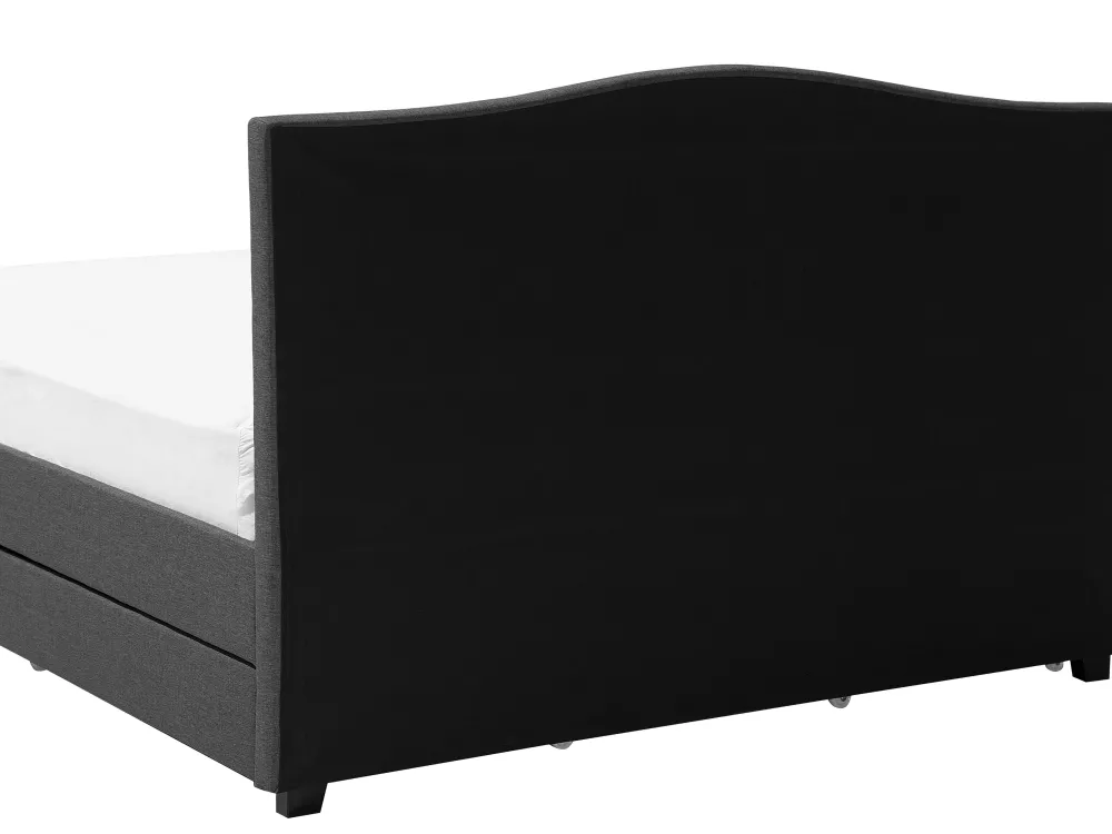 Sängyt<Beliani Parisanky Kangas Säilytystila Vaaleat Led-Valot Tummanharmaa 180 X 200 Cm Montpellier