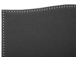 Sängyt<Beliani Parisanky Kangas Säilytystila Vaaleat Led-Valot Tummanharmaa 180 X 200 Cm Montpellier