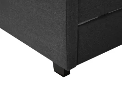 Sängyt<Beliani Parisanky Kangas Säilytystila Vaaleat Led-Valot Tummanharmaa 180 X 200 Cm Montpellier