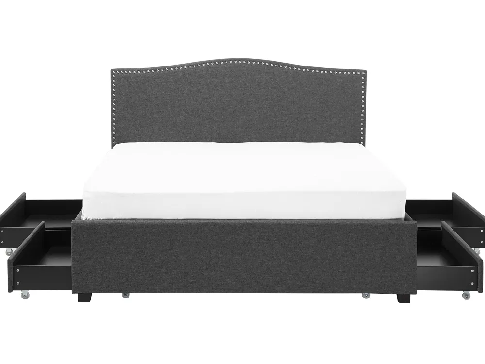 Sängyt<Beliani Parisanky Kangas Säilytystila Vaaleat Led-Valot Tummanharmaa 180 X 200 Cm Montpellier