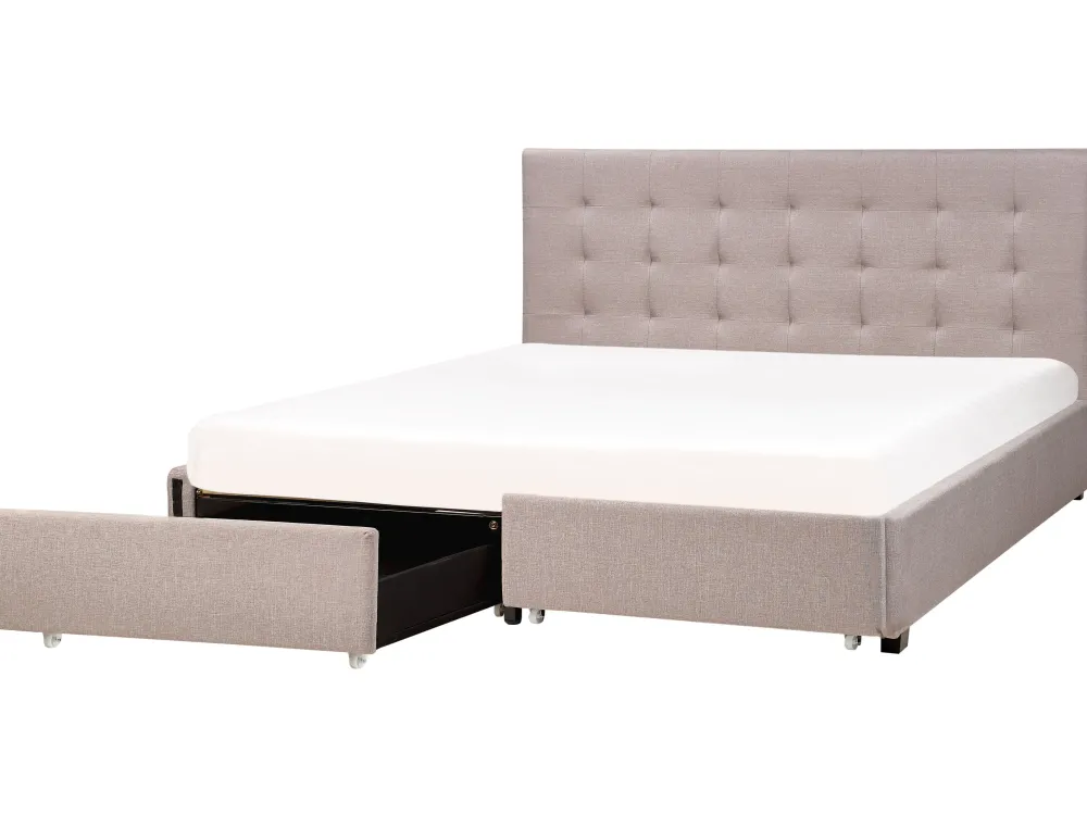 Sängyt<Beliani Parisanky Kangas Säilytystila Vaaleanharmaa 180 X 200 Cm La Rochelle