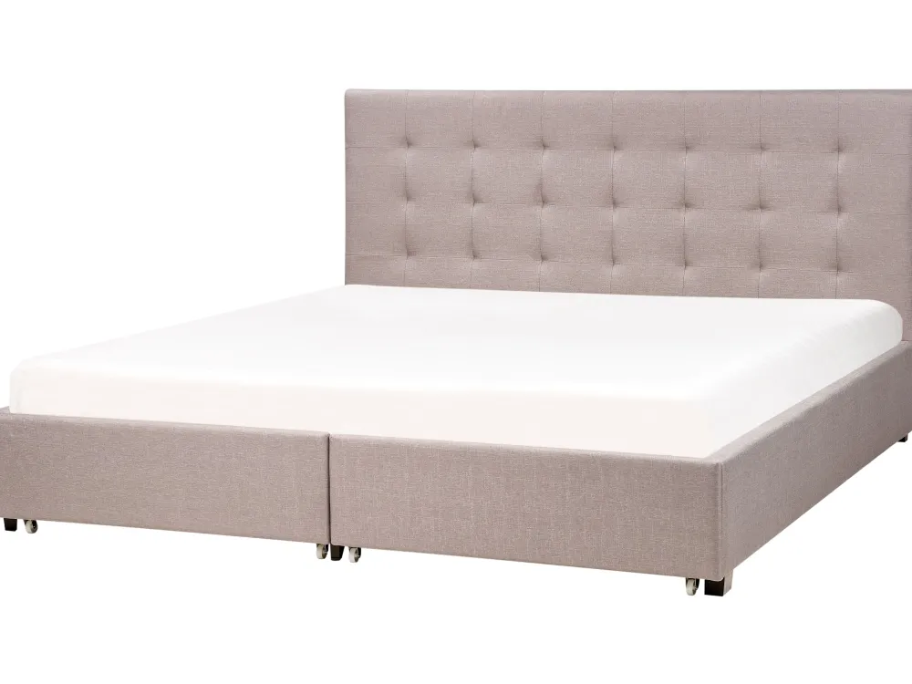 Sängyt<Beliani Parisanky Kangas Säilytystila Vaaleanharmaa 180 X 200 Cm La Rochelle