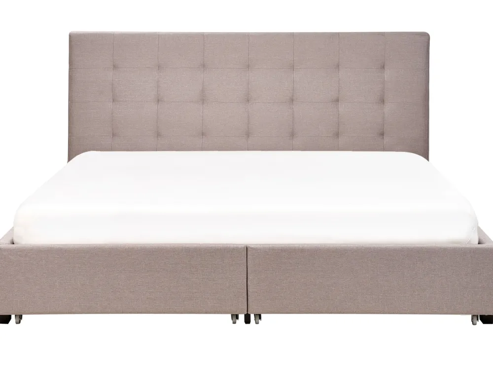 Sängyt<Beliani Parisanky Kangas Säilytystila Vaaleanharmaa 180 X 200 Cm La Rochelle