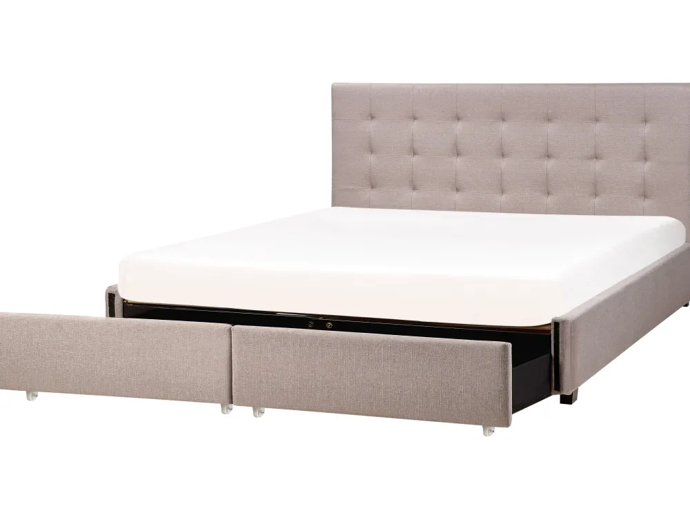 Sängyt<Beliani Parisanky Kangas Säilytystila Vaaleanharmaa 180 X 200 Cm La Rochelle