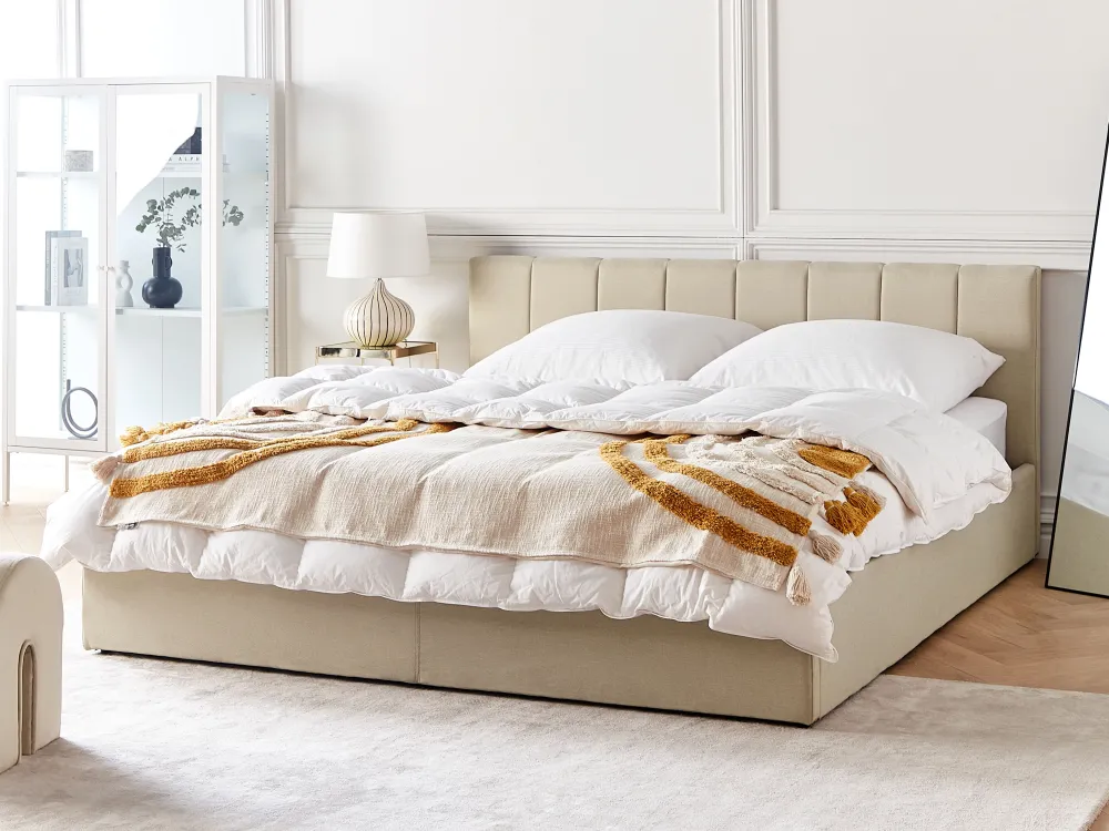 Clearance Beliani Parisanky Kangas Säilytystila Beige 180 X 200 Cm Dreux