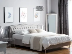 Sängyt<Beliani Parisanky Kangas Vaaleanharmaa 180 X 200 Cm Metz