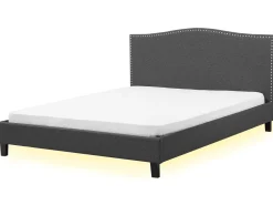 Sängyt<Beliani Parisanky Kangas Vaaleat Led-Valot Tummanharmaa 180 X 200 Cm Montpellier