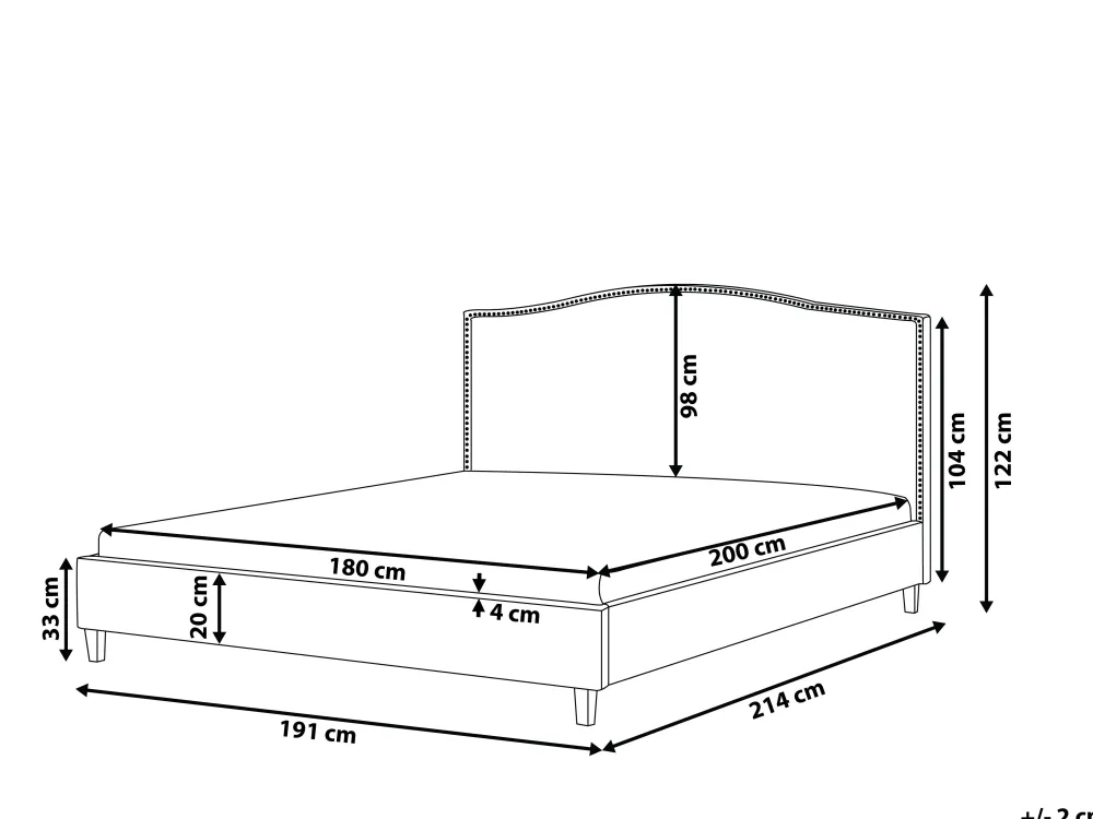 Sängyt<Beliani Parisanky Kangas Vaaleat Led-Valot Tummanharmaa 180 X 200 Cm Montpellier