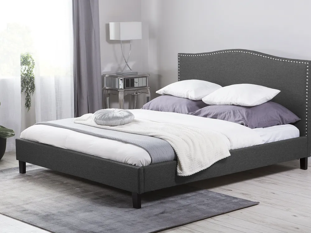 Sängyt<Beliani Parisanky Kangas Vaaleat Led-Valot Tummanharmaa 180 X 200 Cm Montpellier