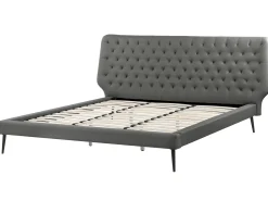 Sängyt<Beliani Parisanky Keinonahka Harmaa 180 X 200 Cm Essonne