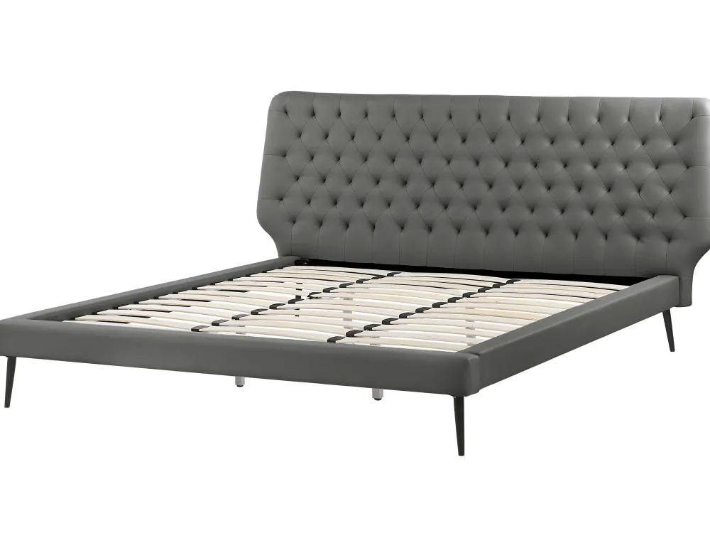 Sängyt<Beliani Parisanky Keinonahka Harmaa 180 X 200 Cm Essonne