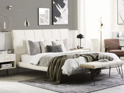 Sängyt<Beliani Parisanky Keinonahka Kermanvalkoinen 180 X 200 Cm Betin