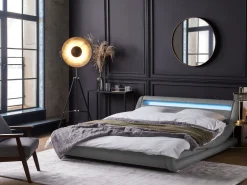 Cheap Beliani Parisanky Keinonahka Led-Valo Harmaa 180 X 200 Cm Avignon