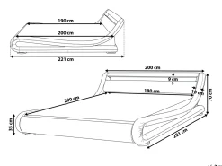 Outlet Beliani Parisanky Keinonahka Led-Valo Musta 180 X 200 Cm Avignon