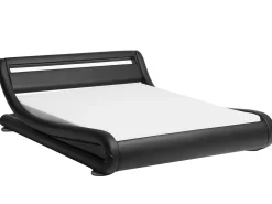 Outlet Beliani Parisanky Keinonahka Led-Valo Musta 180 X 200 Cm Avignon