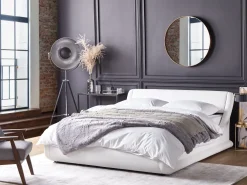 Outlet Beliani Parisanky Keinonahka Säilytystila Valkoinen 180 X 200 Cm Avignon