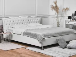 Hot Beliani Parisanky Keinonahka Säilytystila Valkoinen 180 X 200 Cm Metz