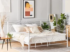 Store Beliani Parisanky Metalli Valkoinen 180 X 200 Cm Lyra