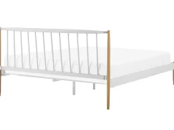 Fashion Beliani Parisanky Metalli Valkoinen/Vaalea Puu 180 X 200 Cm Maurs