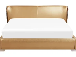 Sängyt<Beliani Parisanky Nahka Led-Valot Kulta 180 X 200 Cm Paris
