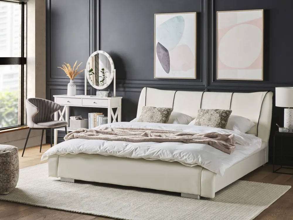 Discount Beliani Parisanky Nahka Luonnonvalkoinen 180 X 200 Cm Nantes