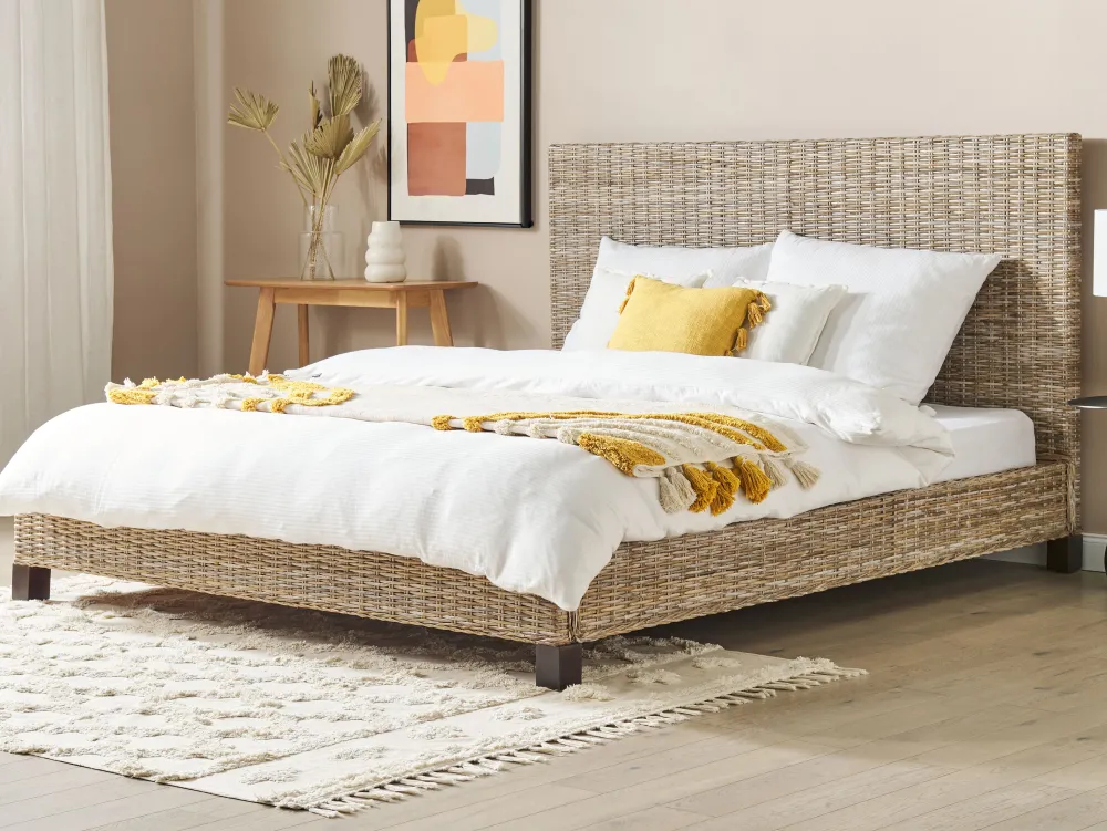 Sängyt<Beliani Parisanky Rottinki Luonnonvari 180 X 200 Cm Salbris