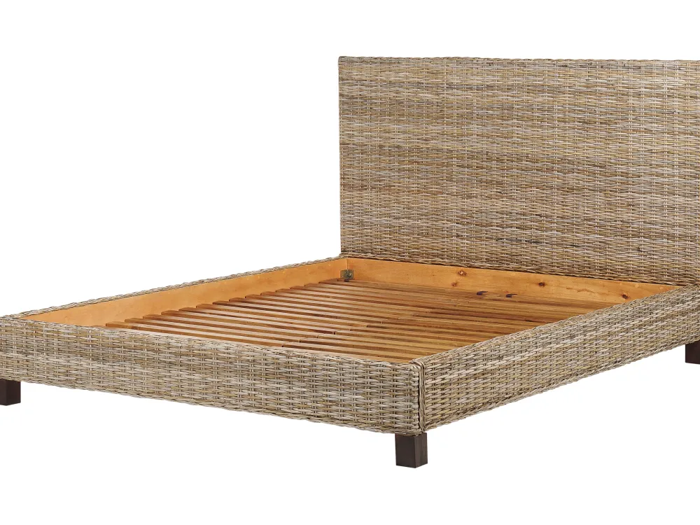 Sängyt<Beliani Parisanky Rottinki Luonnonvari 180 X 200 Cm Salbris