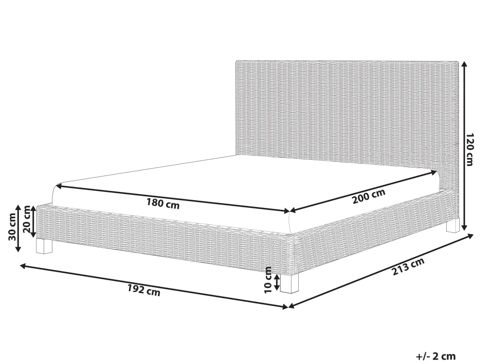 Sängyt<Beliani Parisanky Rottinki Luonnonvari 180 X 200 Cm Salbris