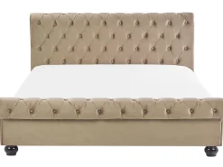 Sängyt<Beliani Parisanky Sametti Beige 180 X 200 Cm Avallon