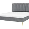 Sängyt<Beliani Parisanky Sametti Harmaa 180 X 200 Cm Marville