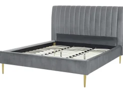 Sängyt<Beliani Parisanky Sametti Harmaa 180 X 200 Cm Marville