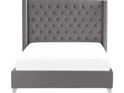 Sängyt<Beliani Parisanky Sametti Harmaa 180 X 200 Cm Lubbon